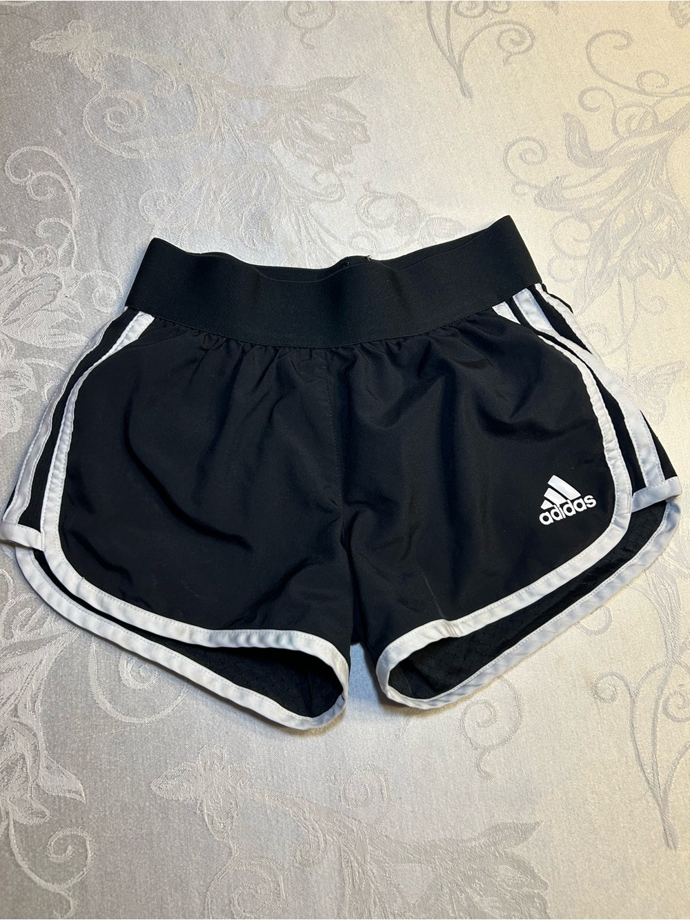 adidas Black Athletic Shorts with White Trim